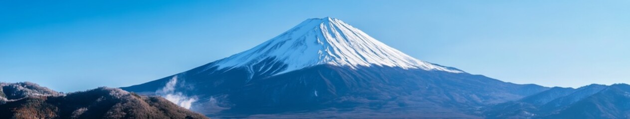 Winter Enchantment: Anime-Style Illustration of Mount Fuji in Snowy Serenity Reflecting the Season's Peace and Beauty,Abstract concepts, game concept art, storybook illustrations, comic strips