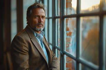 Fototapeta premium Mature Man by Window