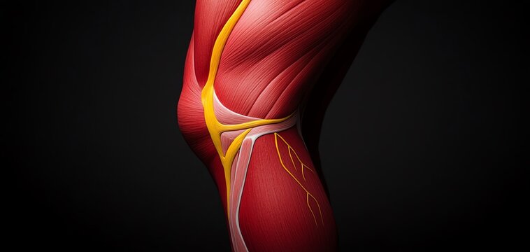 Detailed view of the gluteal muscles with nerve pathways visible, showing the coordination required for walking and movement, anatomy, gluteal neuromuscular system