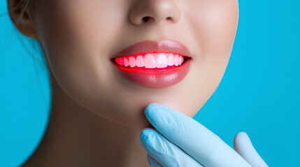 Fototapeta premium Close_up_Woman_with_Glowing_Tonsils_for_Healthy