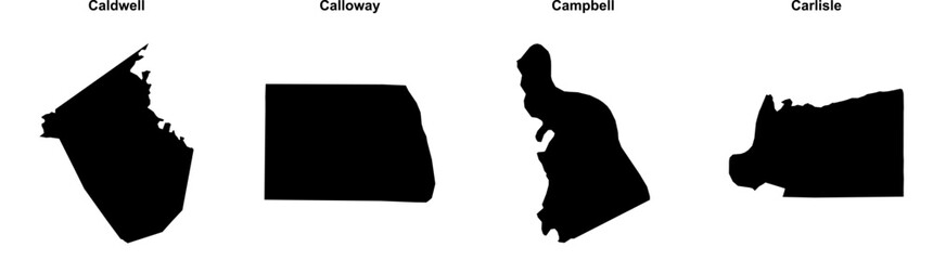 Caldwell, Calloway, Campbell, Carlisle outline maps