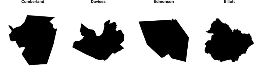 Cumberland, Daviess, Edmonson, Elliott outline maps
