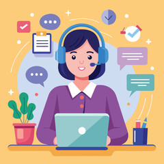 Woman customer support operator in an office