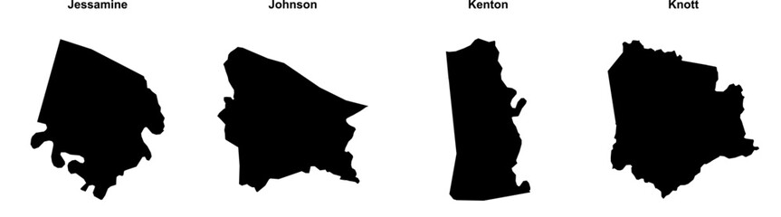 Jessamine, Johnson, Kenton, Knott outline maps