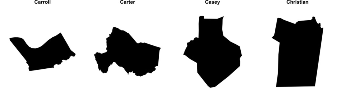 Carroll, Carter, Casey, Christian outline maps
