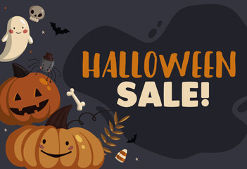 Happy Halloween sale banner, Halloween background