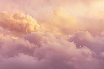 Obraz premium Layers of clouds in an abstract sky, in shades of pink, lavender, and gold, creating a serene and tranquil scene, calm and soothing.
