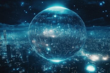 Obraz premium Futuristic City Sphere. Technology