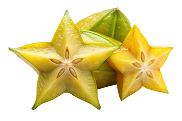 a carambola slice with a crisp star shaped cross 