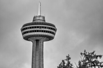 Niagara Falls, Ontario. Skylon Tower on a cloudy day