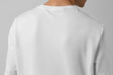 Men's Stylish Premium White Full Sleeve Shirt Back Side View.Blank Image.Blank Shirt.Shirt Mockup