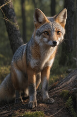 Fototapeta premium Curious Fox in a Forest Setting