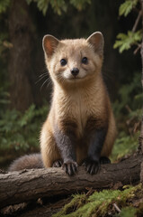 Obraz premium Curious Marten in Forest Setting