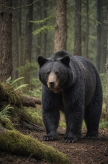 Fototapeta premium Black Bear in Lush Forest