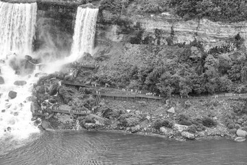 Aerial view of Niagara Falls on a cloudy morning