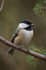 Obraz premium Charming Black Capped Chickadee Perched on a Branch