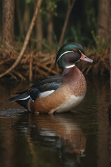 Male Wood Duck in Serene Waters