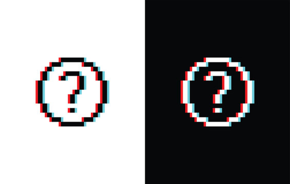 glich effect pixel question tag icon vector sign for 8 bit game