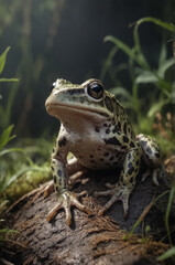 Obraz premium Close-Up of a Leopard Frog in Nature