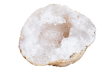 Natural Mineral Crystal Geode Open Isolated Transparent Background