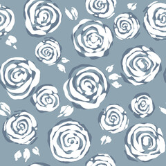 Ink roses seamless pattern