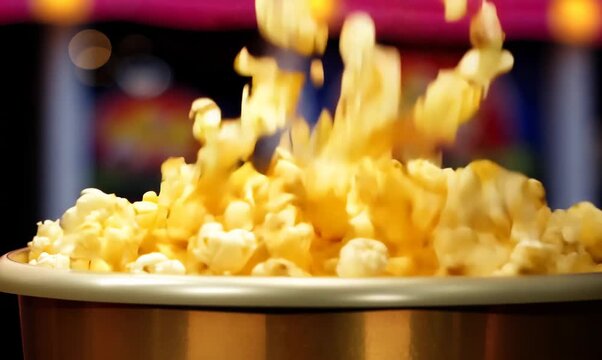 Popcorn Being Filled at Movie Theater Concession Stand