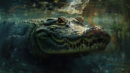 Obraz premium Large alligator in water