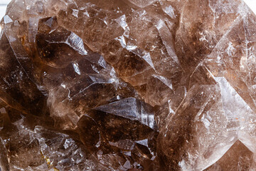 Natural Mineral Elestial Smoky Quartz Crystal Macro Texture