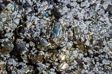 Natural Mineral Pyrite from Peru Texture Macro