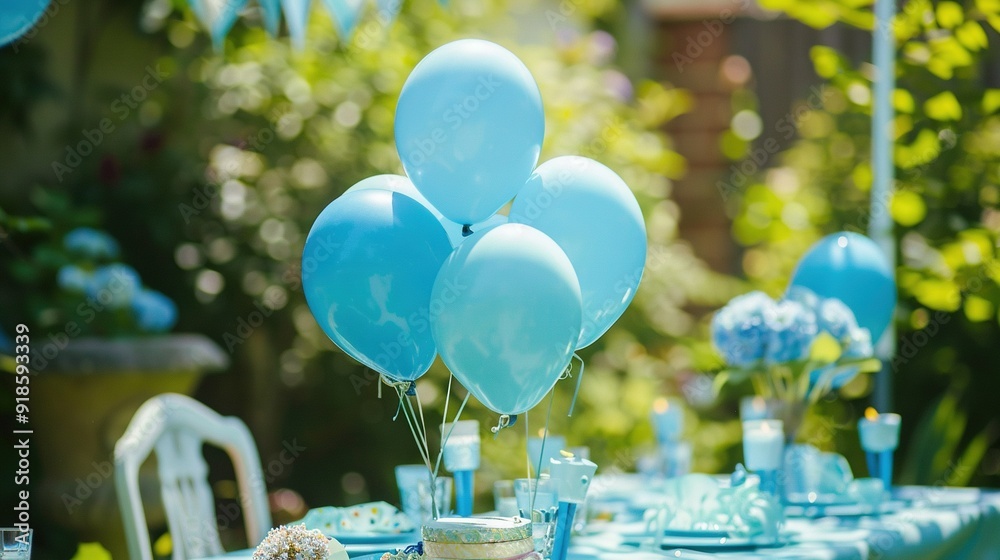 Canvas Prints  Blue tablecloth with balloons