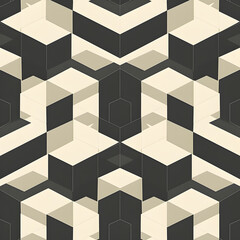 Obraz premium Modern Minimalist 3D Geometric Pattern with Cubic Shapes and Neutral Colors for Contemporary Design and Decor