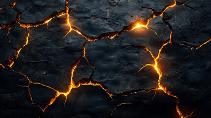 Abstract depiction of cracked earth with glowing lava