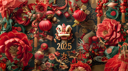 Symbolic Image with Figures and Shapes for Chinese New Year