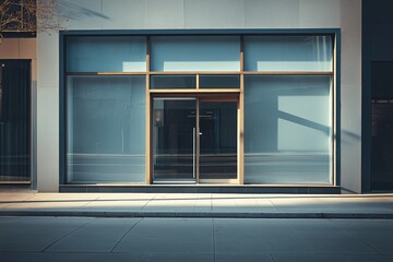 Fototapeta premium A large window with a door in front of a building