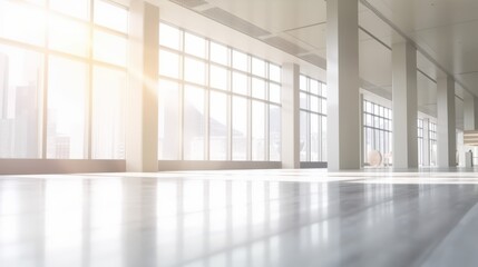 Fototapeta premium Bright and airy office space with blurred background
