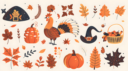 Traditional Thanksgiving Graphic - Classic Holiday Elements and Decor