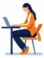 Woman working at a desk using a laptop