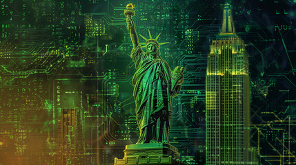 Digital USA Graphic - Modern Patriotic Design with American Flag Elements