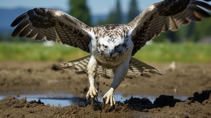 Graceful hawk, focused on prey with wings and talons ready for precise hunting in flight