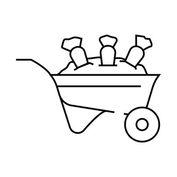 recommend clip art: carrot wheelbarrow line icon vector. carrot wheelbarrow sign. isolated contour symbol black illustration