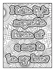 Affirmation Quotes with Mandala pattern. Hand drawn with black and white lines. Motivational quotes coloring page. Positive affirmations for kids & students. 