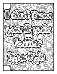 Affirmation Quotes with Mandala pattern. Hand drawn with black and white lines. Motivational quotes coloring page. Positive affirmations for kids & students. 