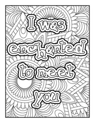 Affirmation Quotes with Mandala pattern. Hand drawn with black and white lines. Motivational quotes coloring page. Positive affirmations for kids & students. 