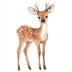 Cute Deer Watercolor Art for Kids in Minimalist Style