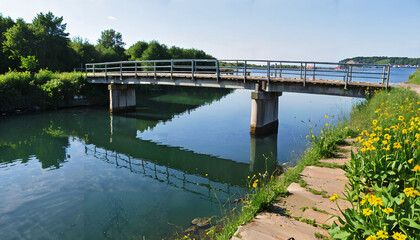 Fototapeta premium Pont tranquille au-dessus de l'eau