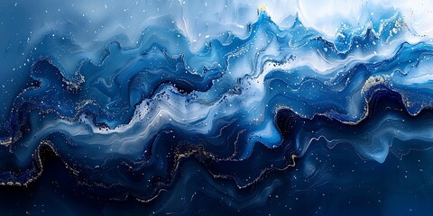 Fototapeta premium Abstract blue texture with organic and fluid shapes in various shades of blue.