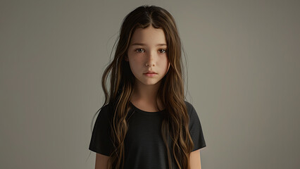 Fototapeta premium Young woman with intense gaze in soft light