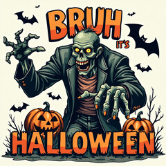 halloween background with pumpkin and bats