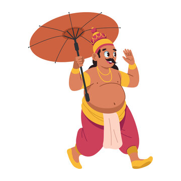 king mahabali with umbrella