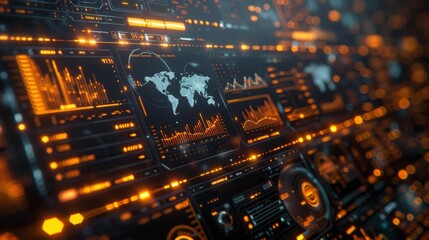 Digital dashboard with global data visualizations - generative ai